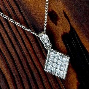 Vintage Silver Necklace with Diamond Pendant